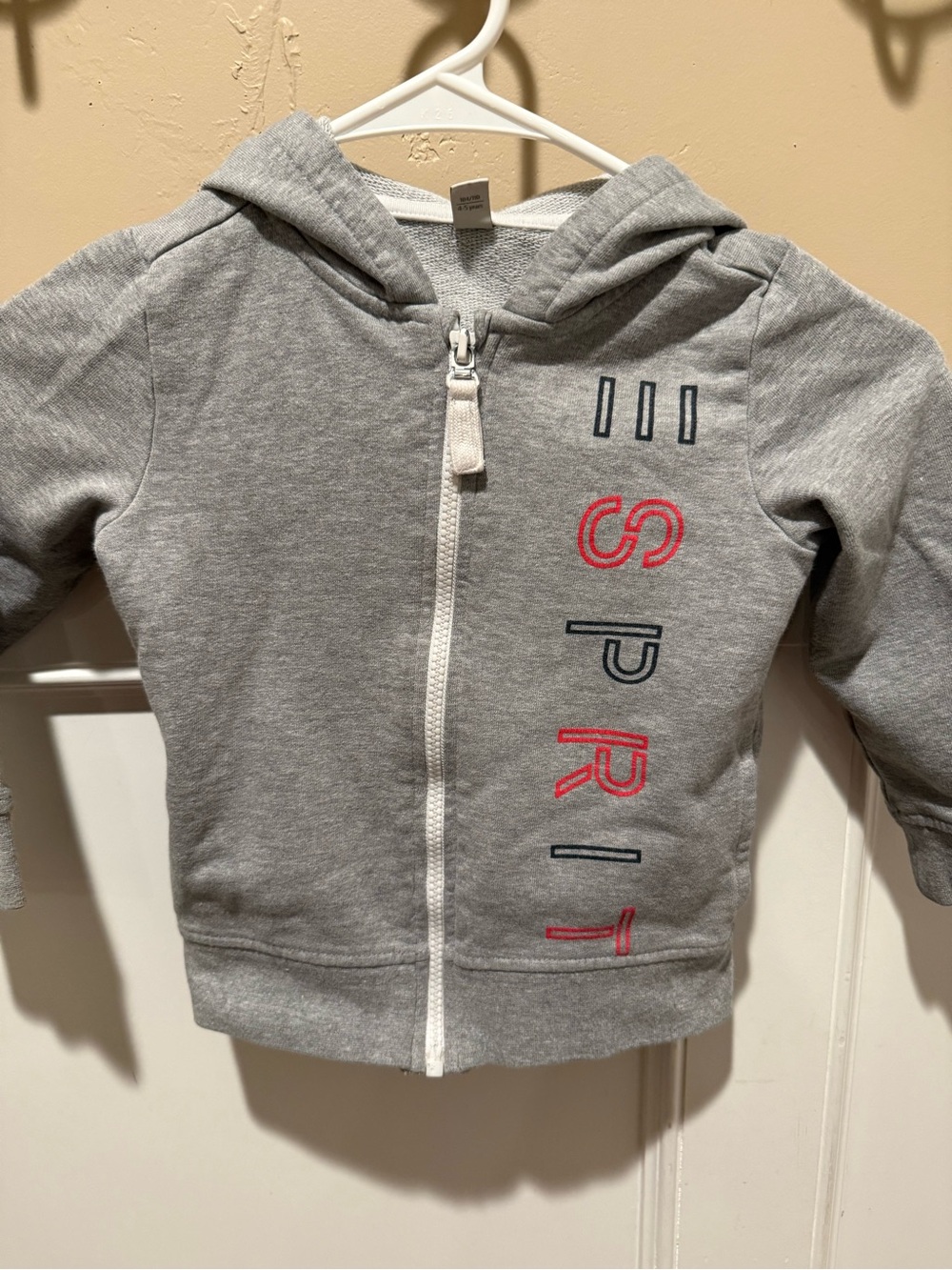 Esprit Gray Zip Hoodie with Vertical Red & Navy ESPRIT' Detail